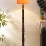 Orange Cotton Wooden Floor lamp -41