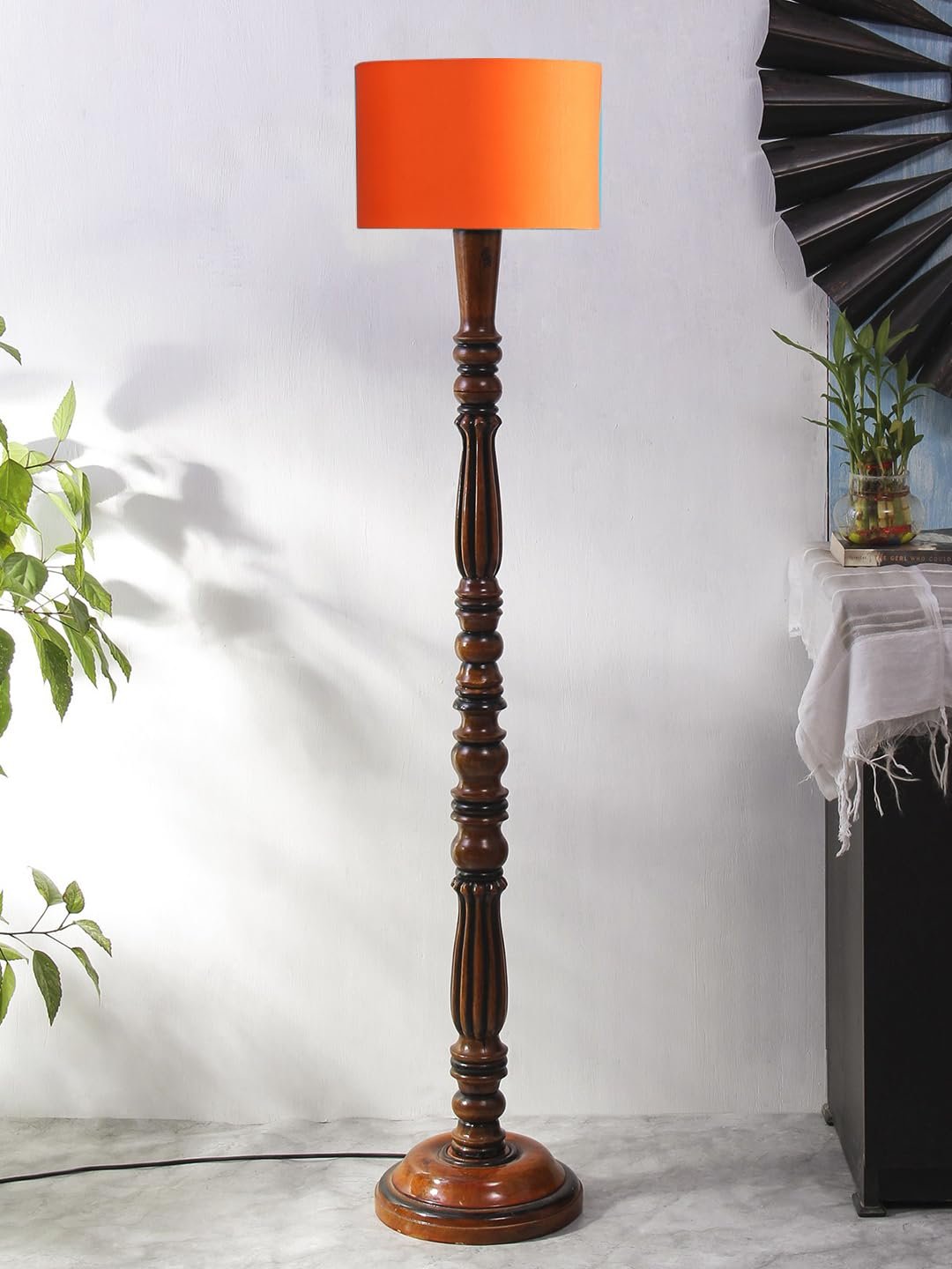 Orange Cotton Wooden Floor lamp -41