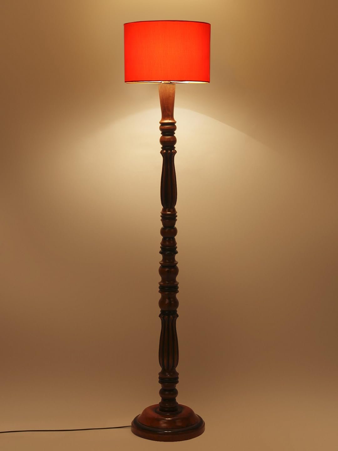Orange Cotton Wooden Floor lamp -41