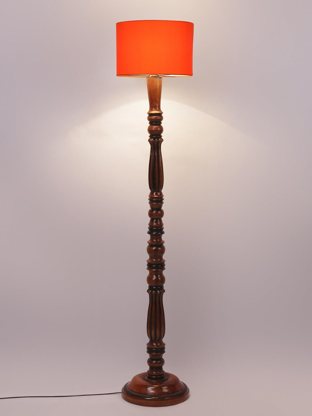 Orange Cotton Wooden Floor lamp -41