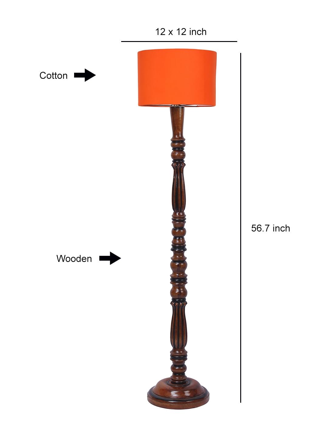 Orange Cotton Wooden Floor lamp -41