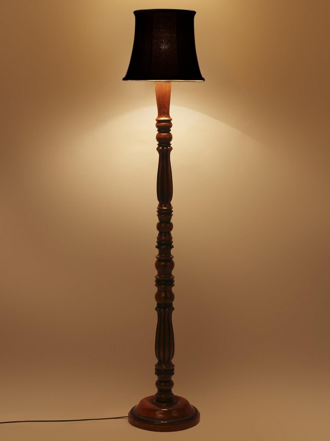 Black Cotton Wooden Floor Lamp -43