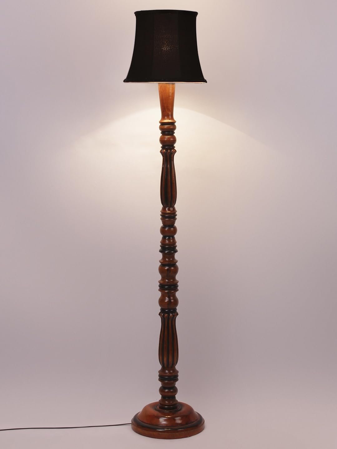 Black Cotton Wooden Floor Lamp -43