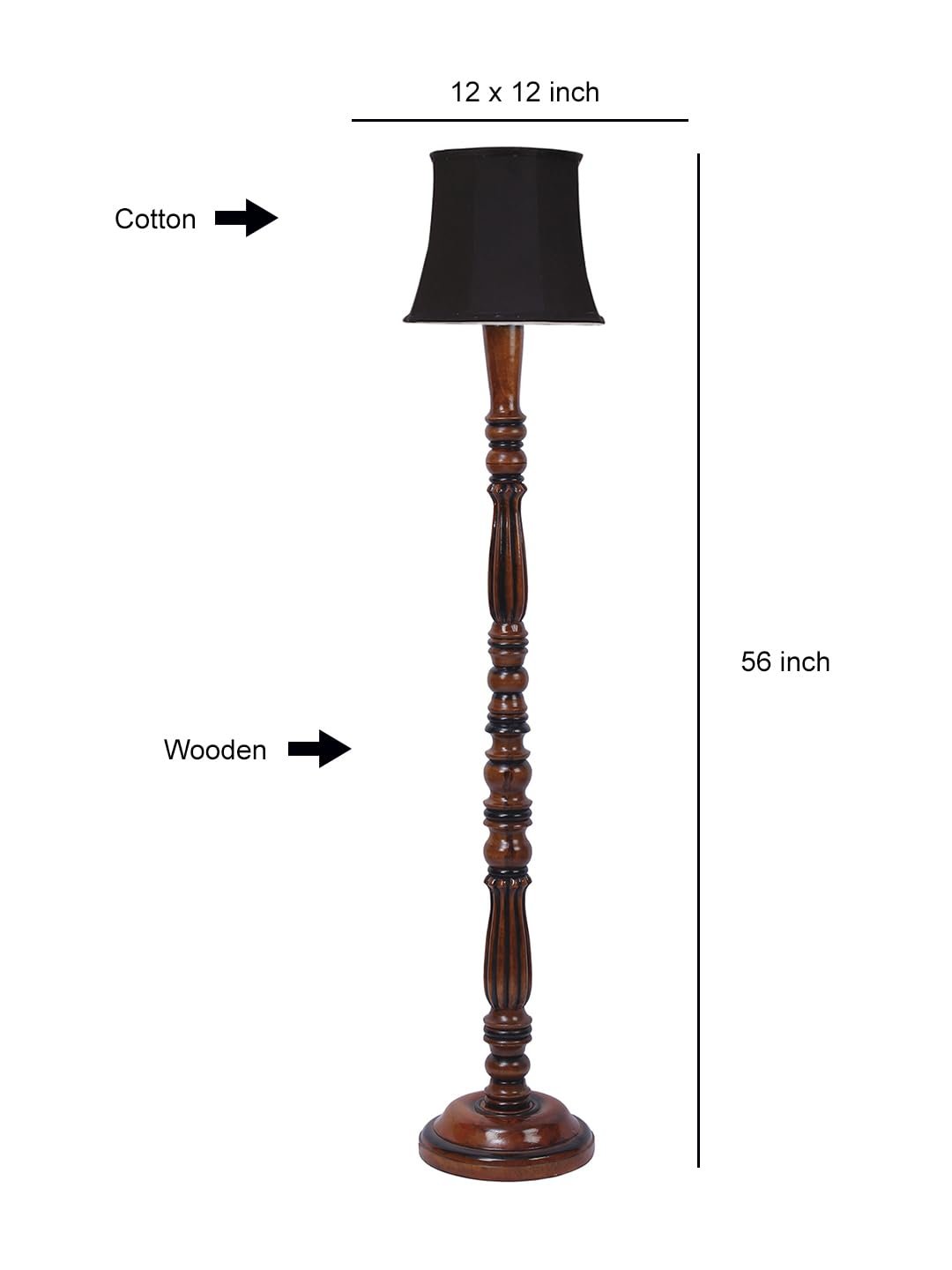 Black Cotton Wooden Floor Lamp -43