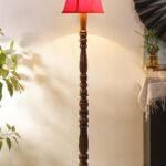 Red Cotton Wooden Floor Lamp -44