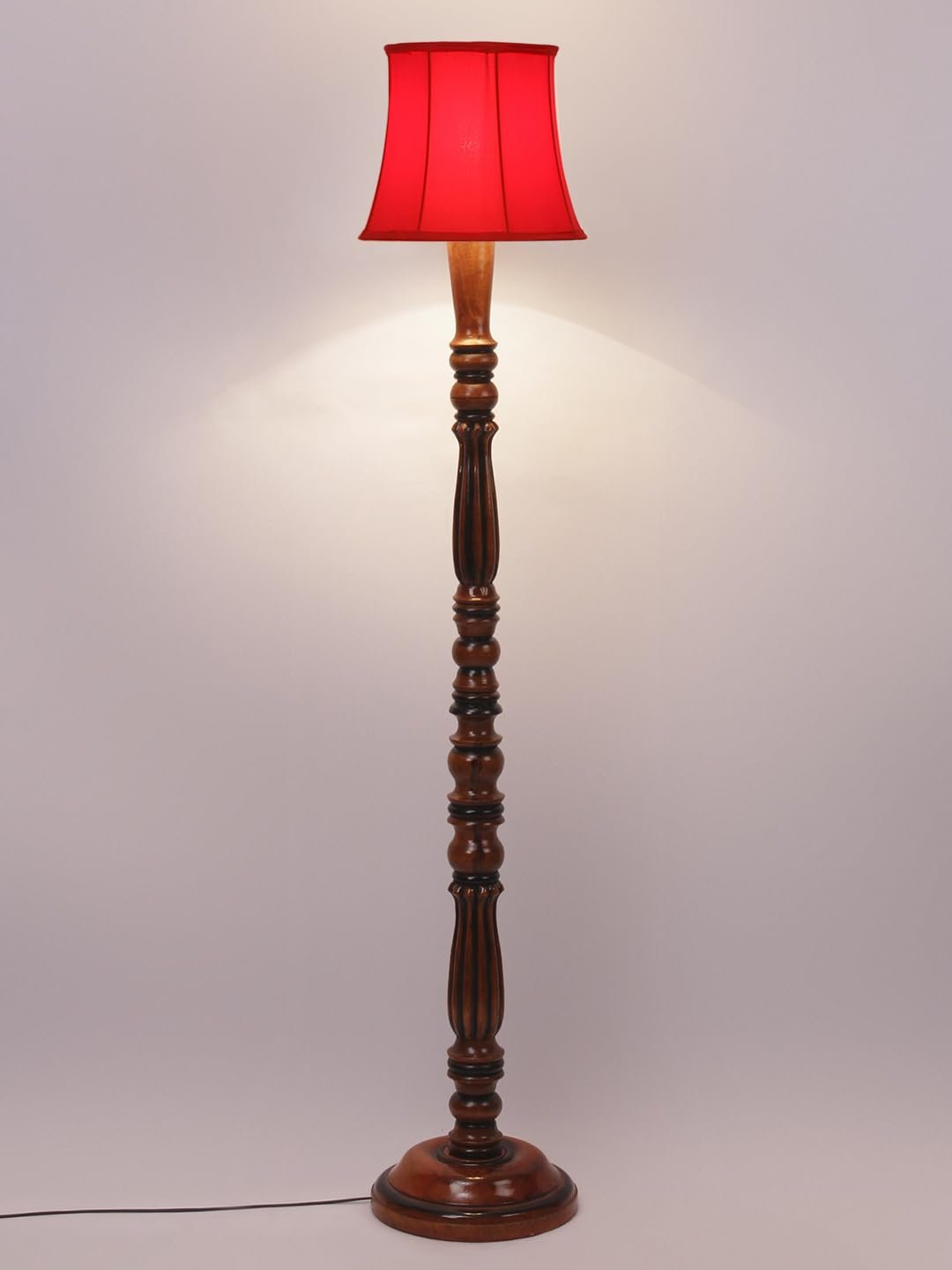 Red Cotton Wooden Floor Lamp -44