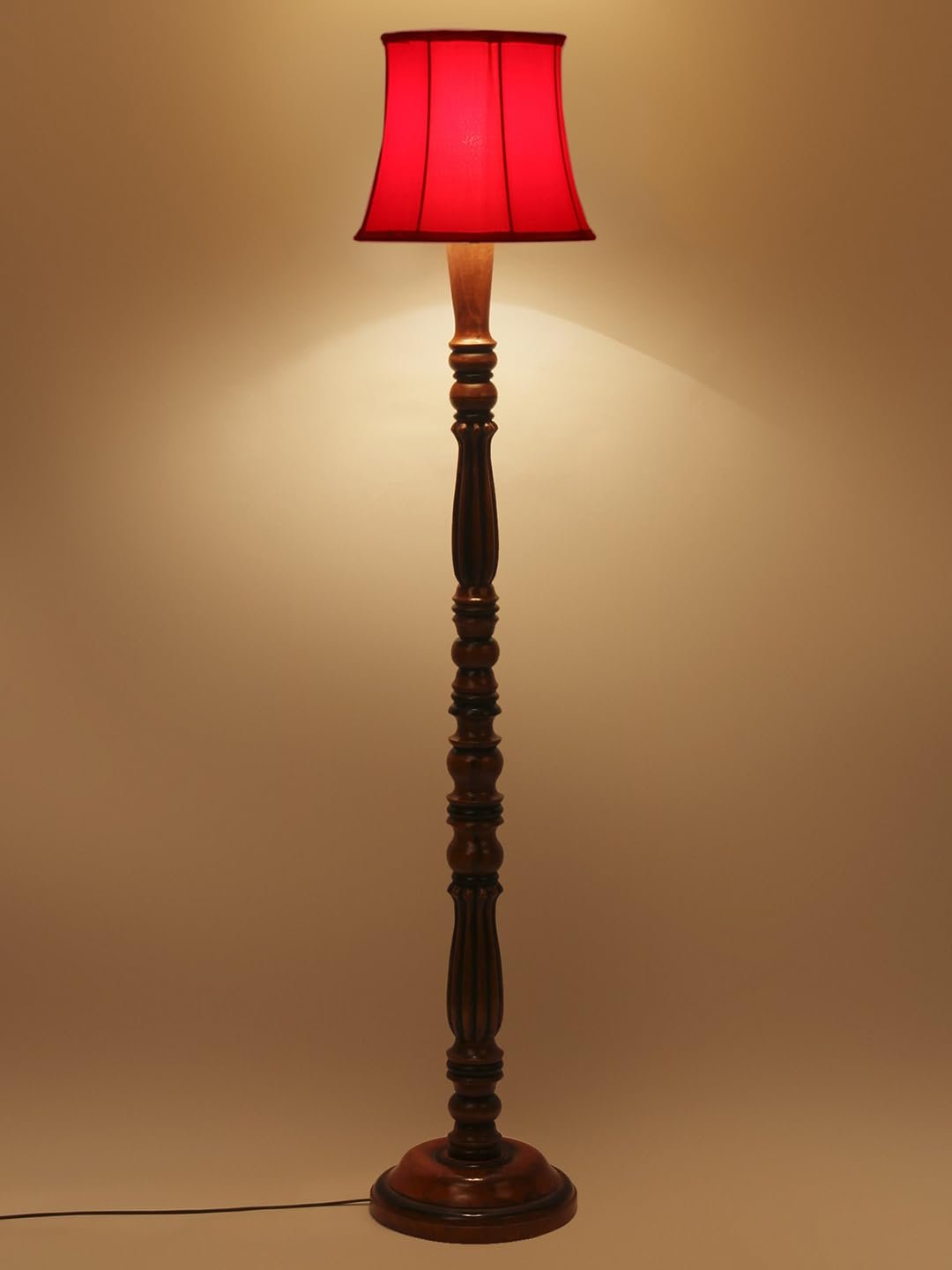 Red Cotton Wooden Floor Lamp -44