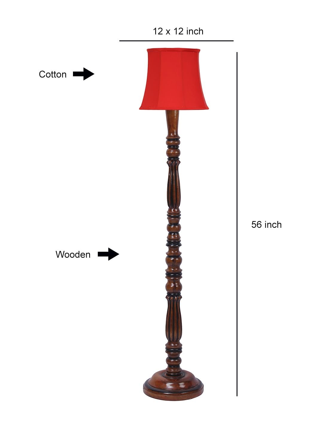 Red Cotton Wooden Floor Lamp -44