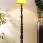 Yellow Cotton Wooden Floor Lamp -45
