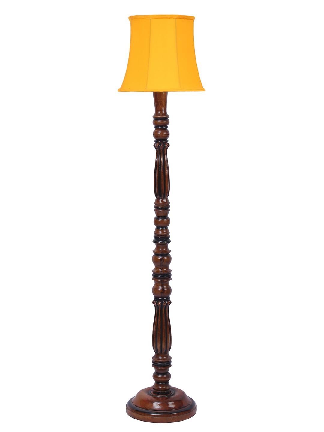 Yellow Cotton Wooden Floor Lamp -45