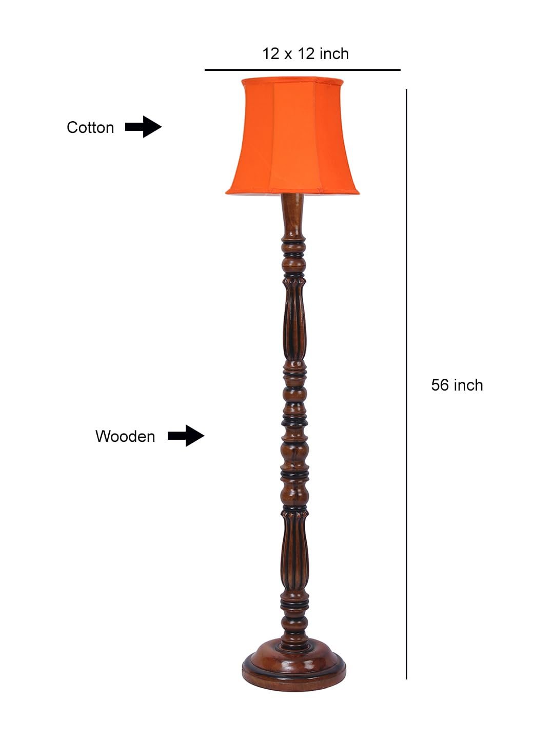 Orange Cotton Wooden Floor Lamp -46