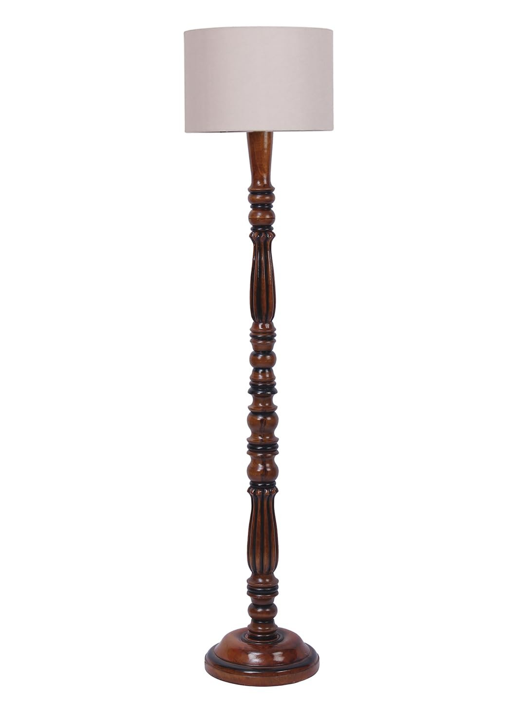 Grey Cotton Wooden Floor Lamp -47