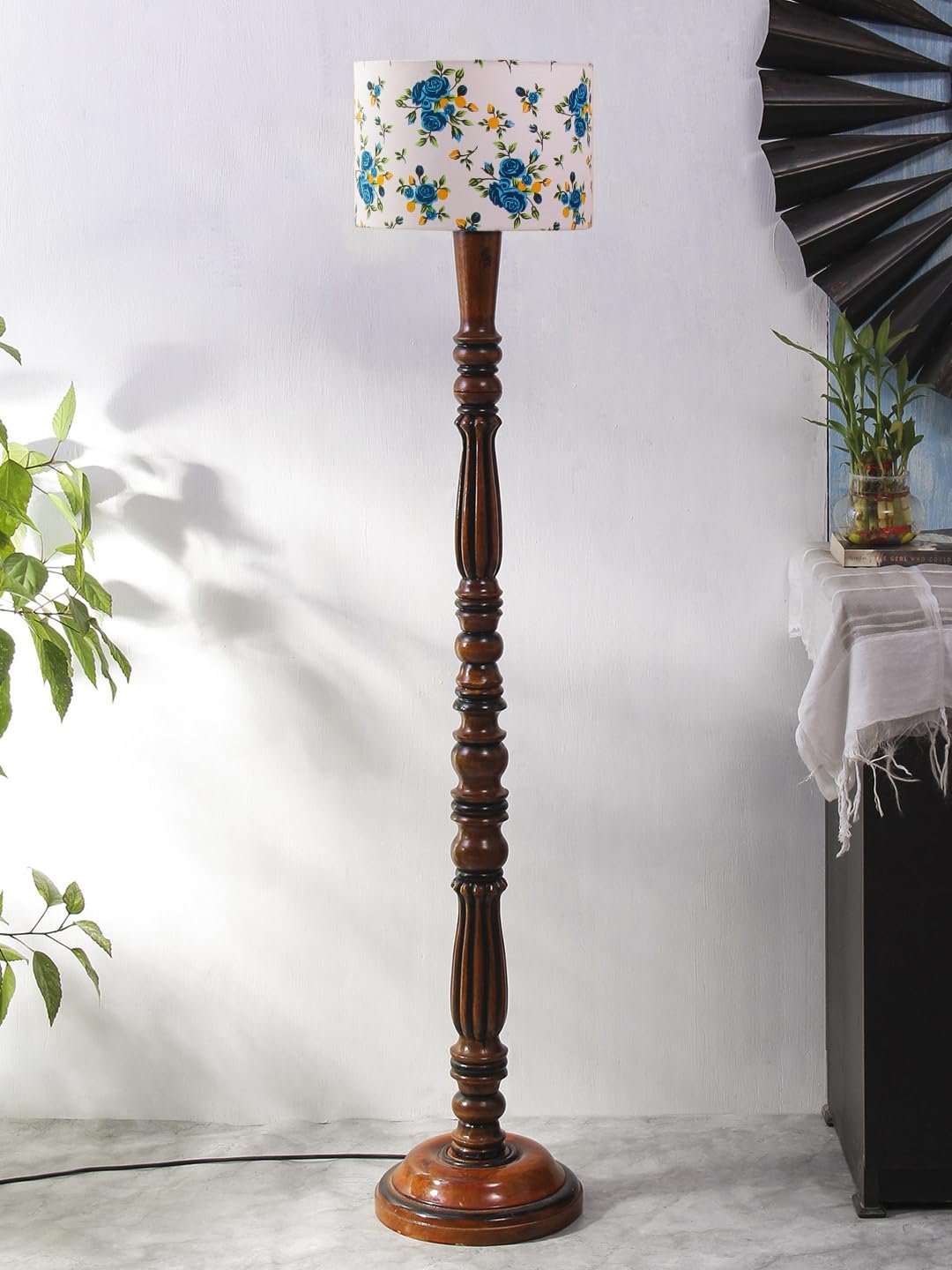 Multicolor Cotton Wooden Floor Lamp -51