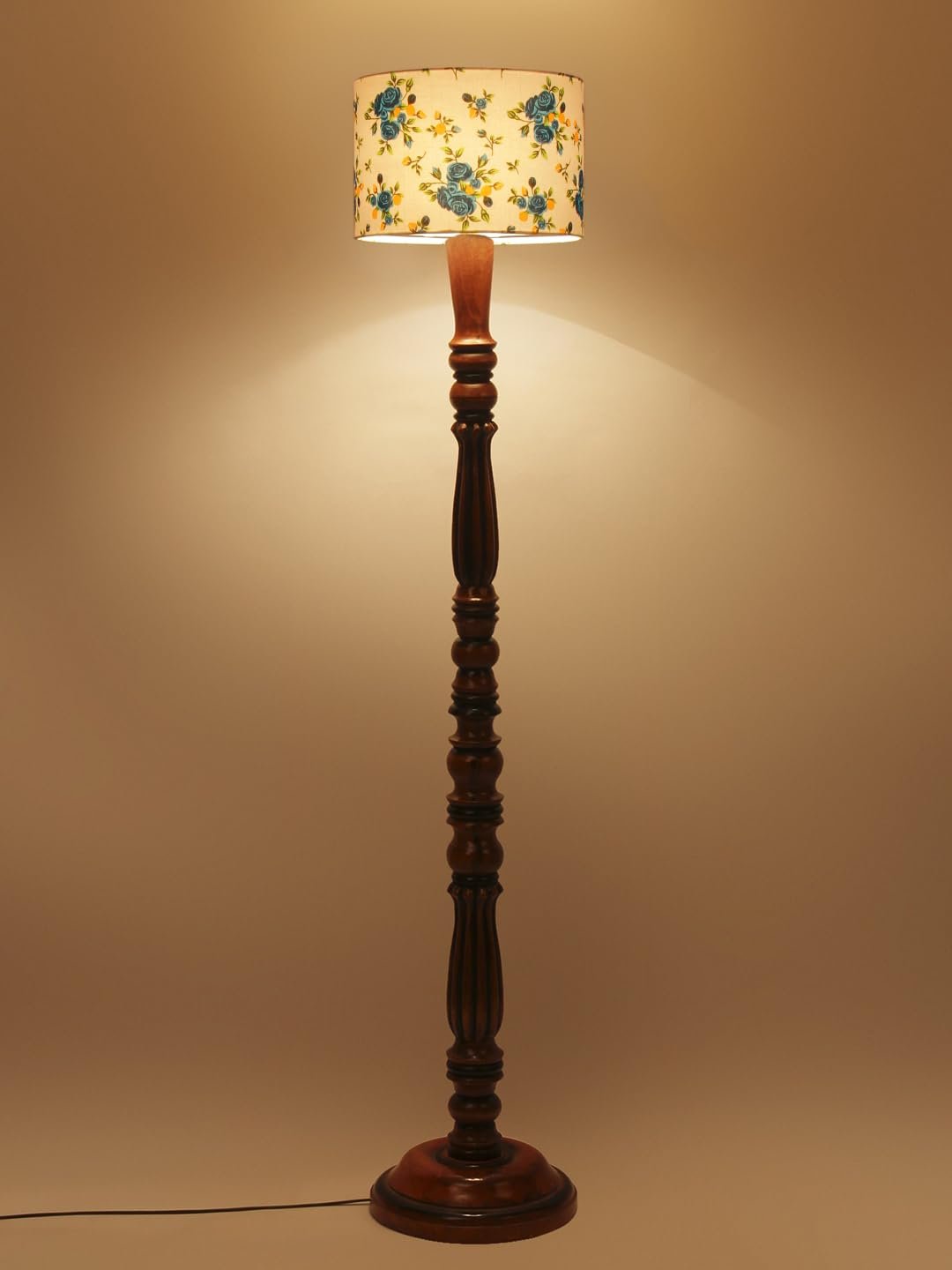 Multicolor Cotton Wooden Floor Lamp -51