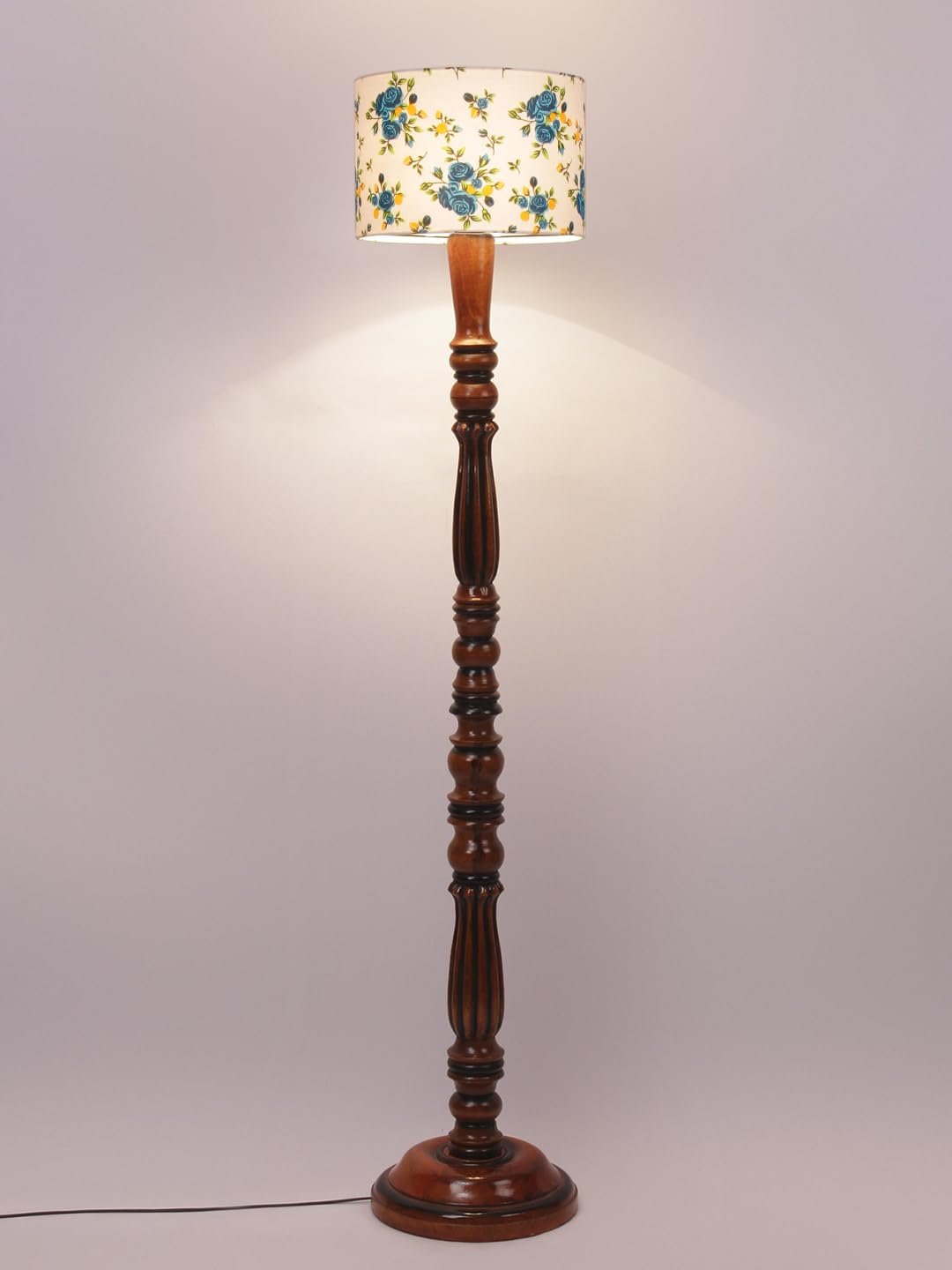Multicolor Cotton Wooden Floor Lamp -51