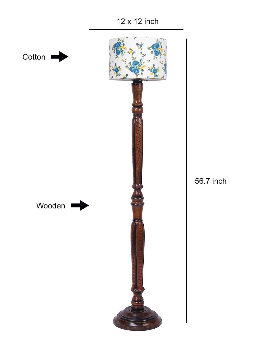 Multicolor Cotton Wooden Floor Lamp -51