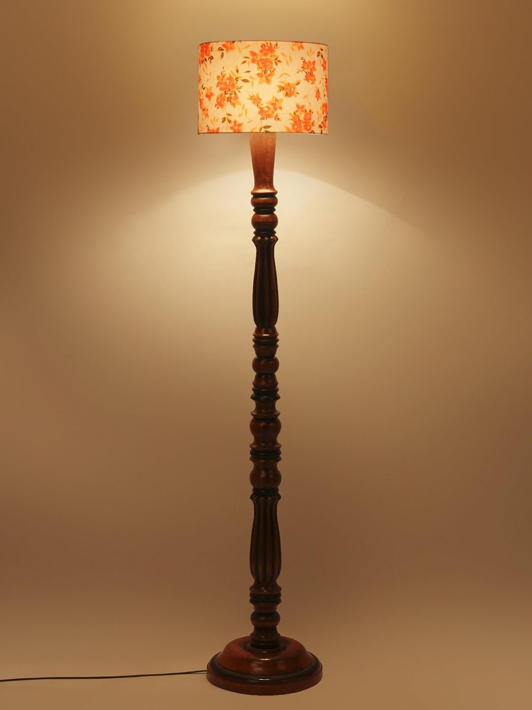 Multicolor Cotton Wooden Floor Lamp -52
