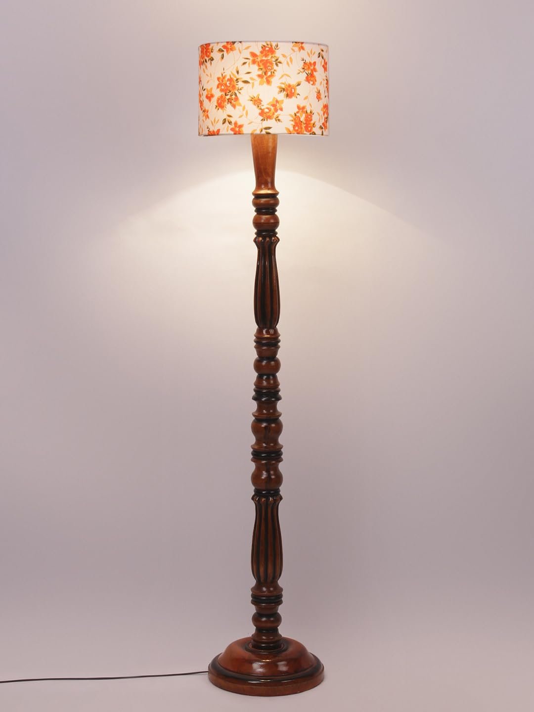Multicolor Cotton Wooden Floor Lamp -52
