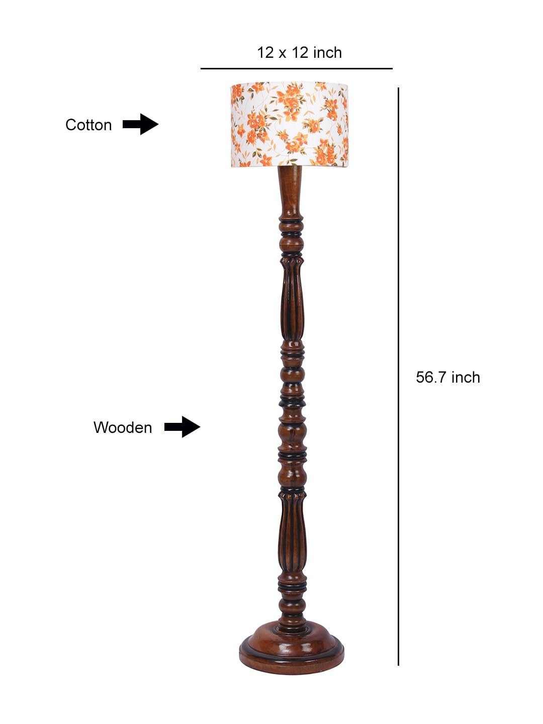 Multicolor Cotton Wooden Floor Lamp -52