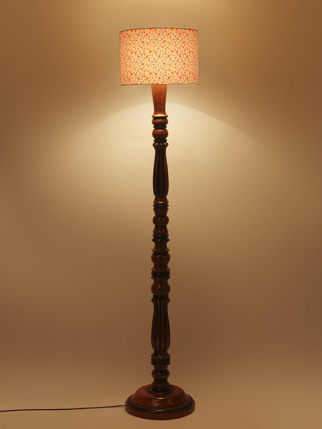 Multicolor Cotton Wooden Floor Lamp -53