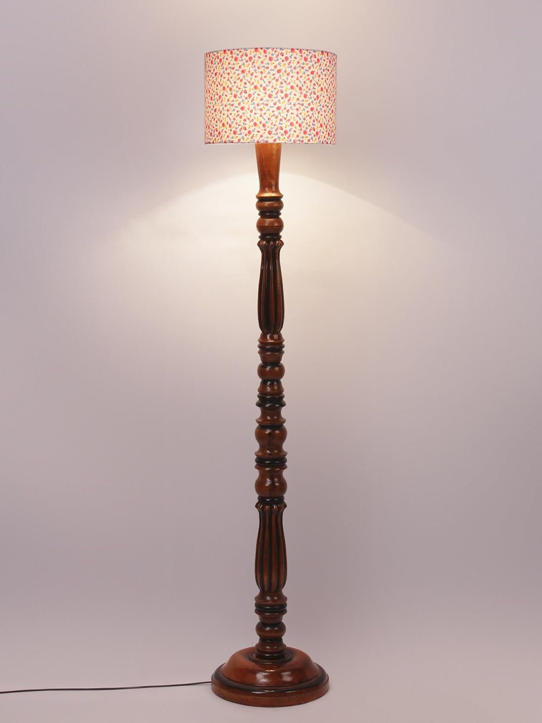 Multicolor Cotton Wooden Floor Lamp -53