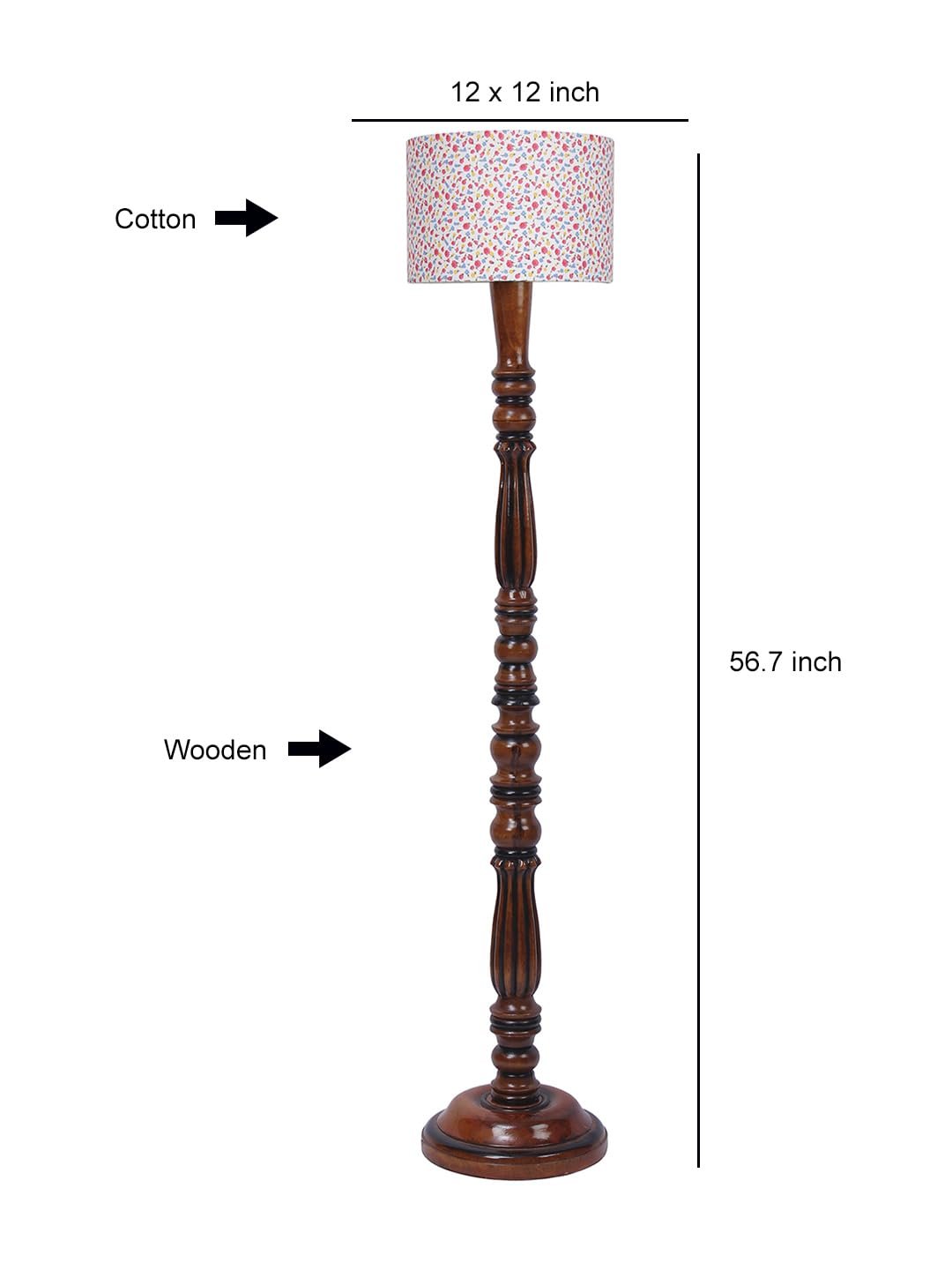 Multicolor Cotton Wooden Floor Lamp -53