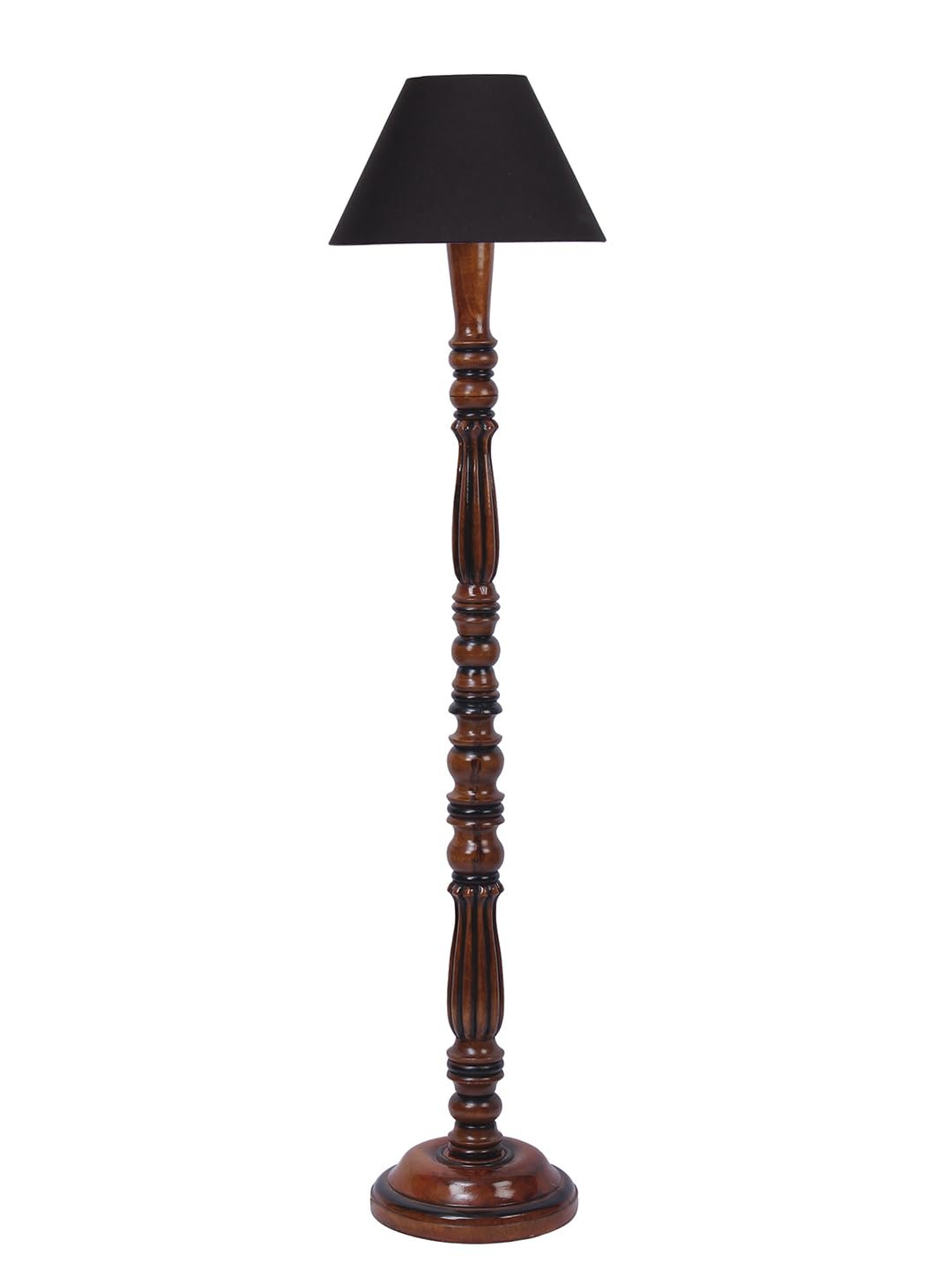 Black Cotton conical Wooden Floor lamp -55