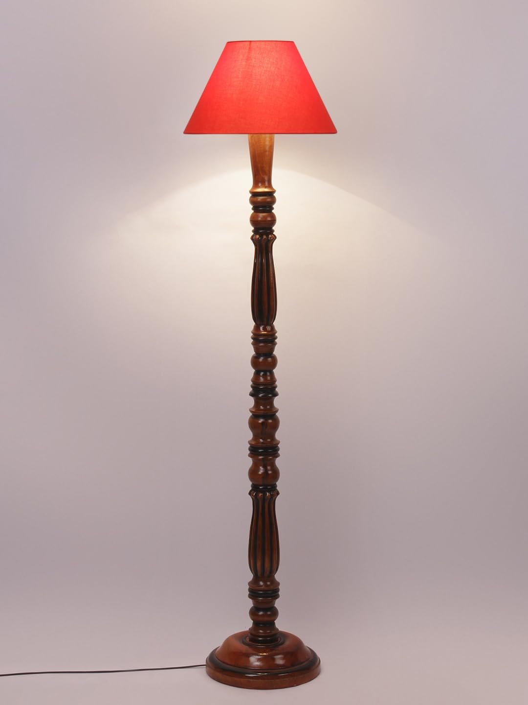 Orange Cotton conical Wooden Floor lamp -57