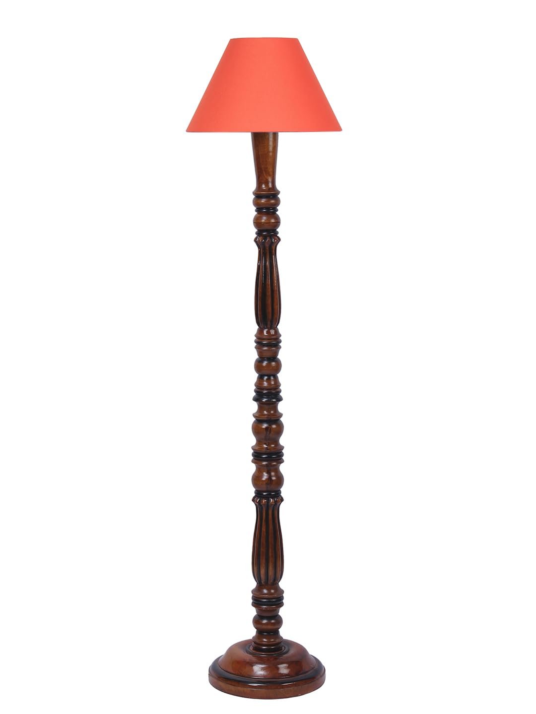 Orange Cotton conical Wooden Floor lamp -57