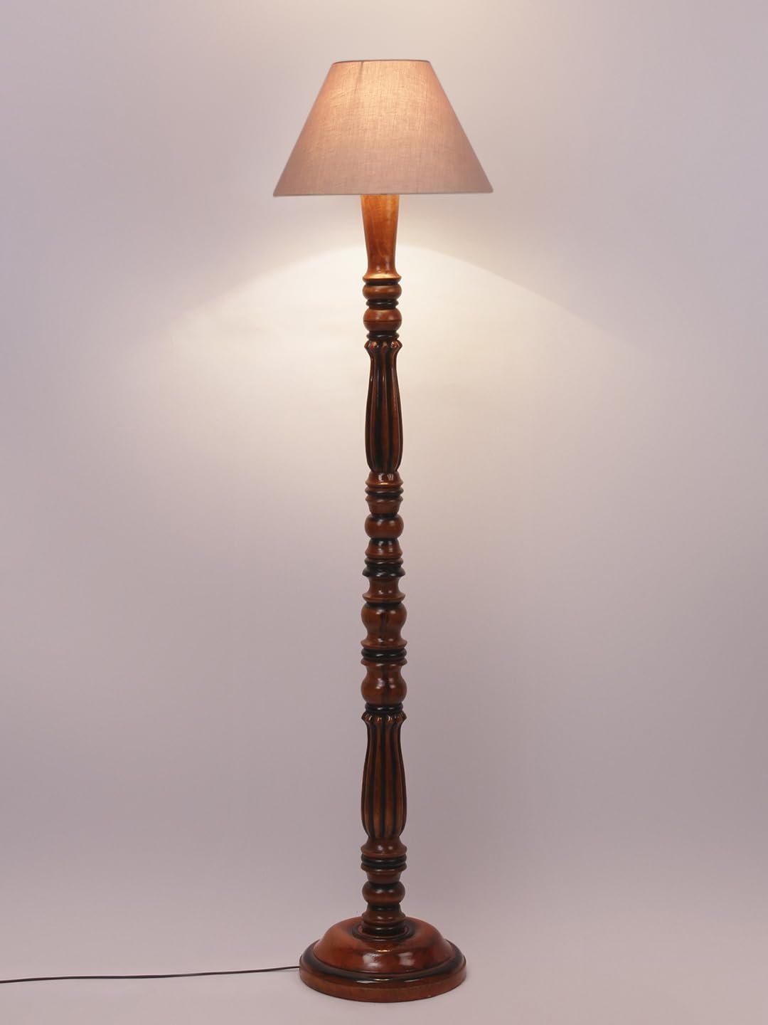 Grey Cotton conical Wooden Floor lamp -59