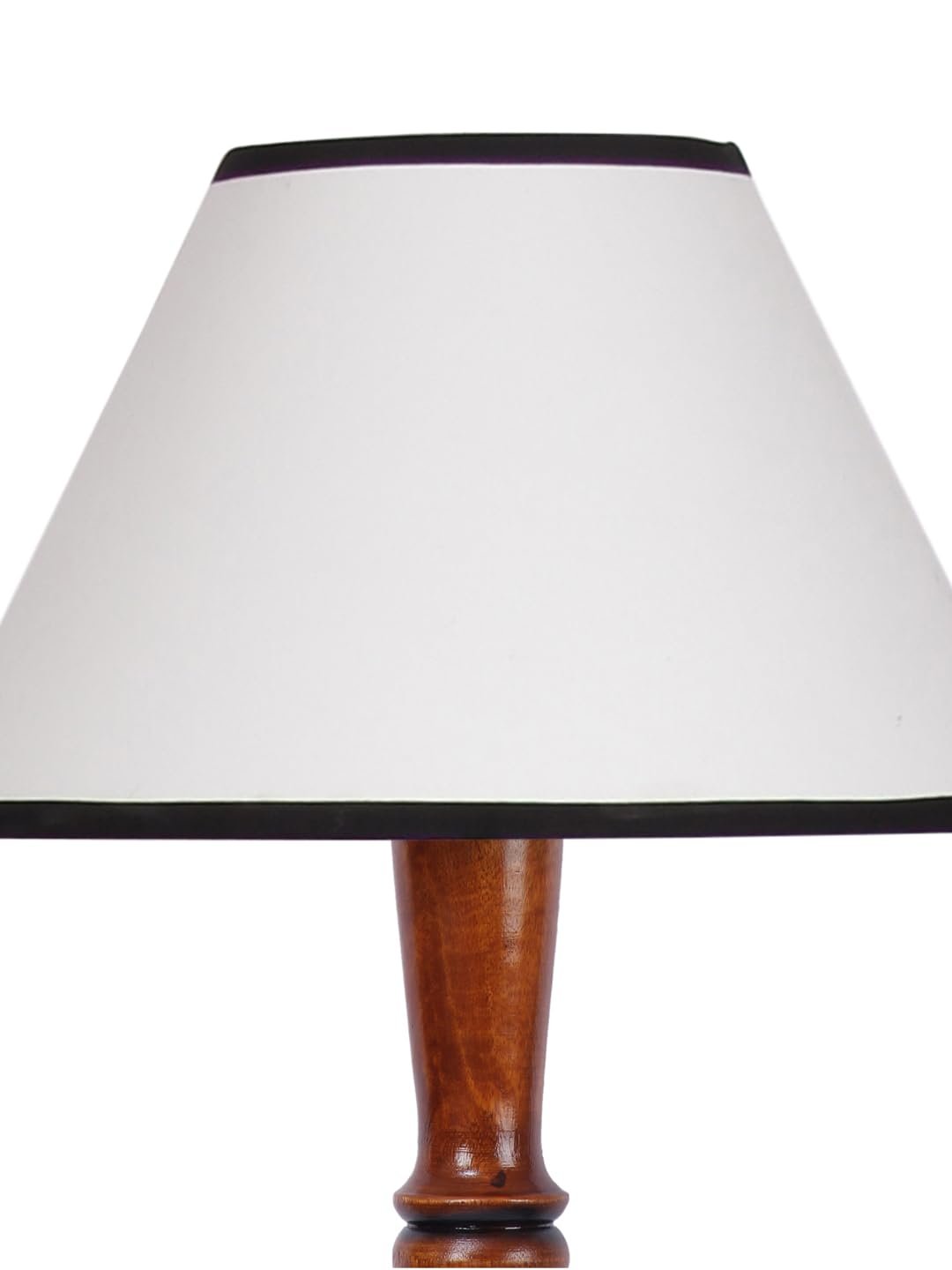 White & Black Cotton conical Wooden Floor lamp -60