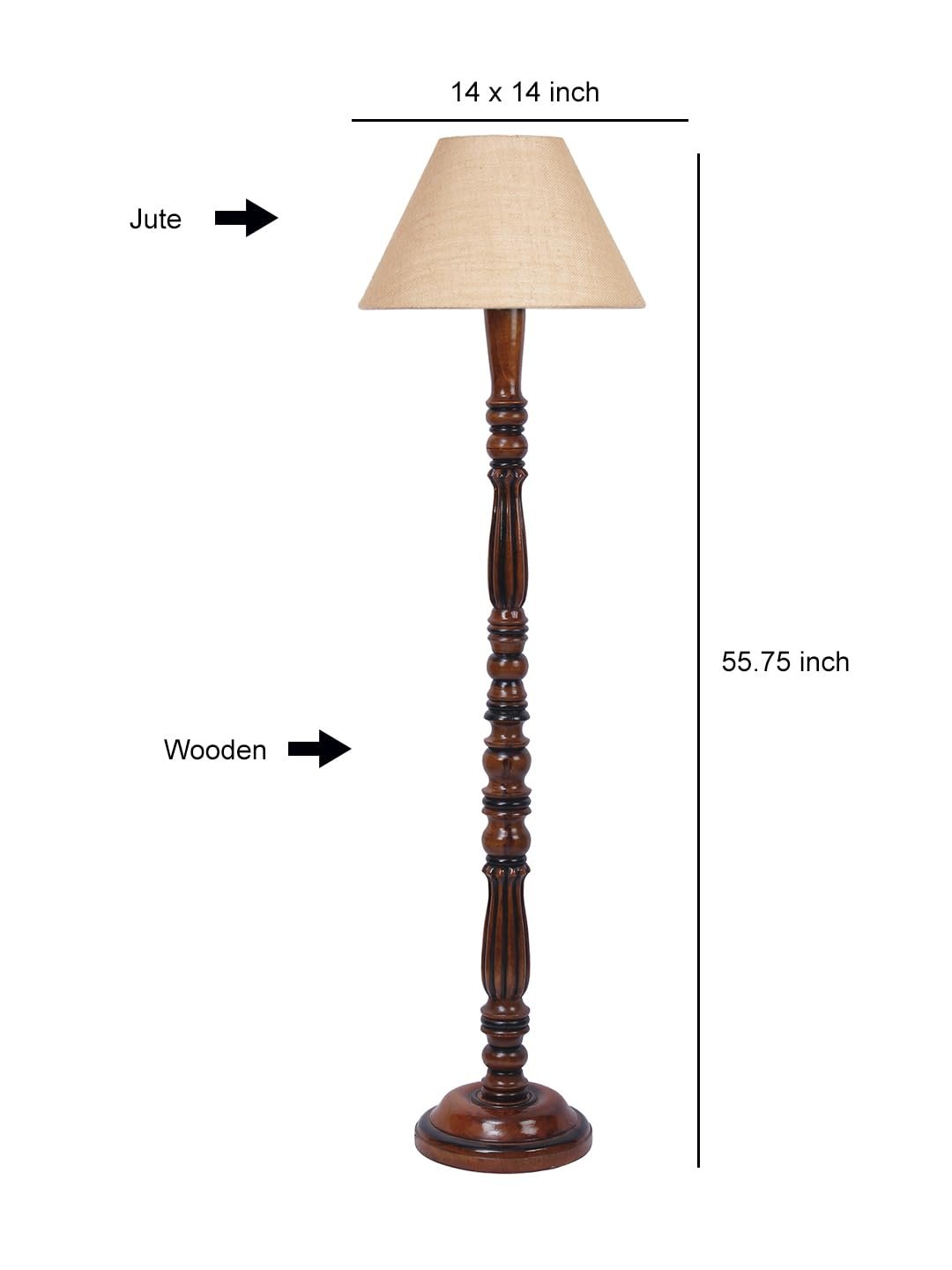 Beige Jute Conical Wooden Floor lamp -61