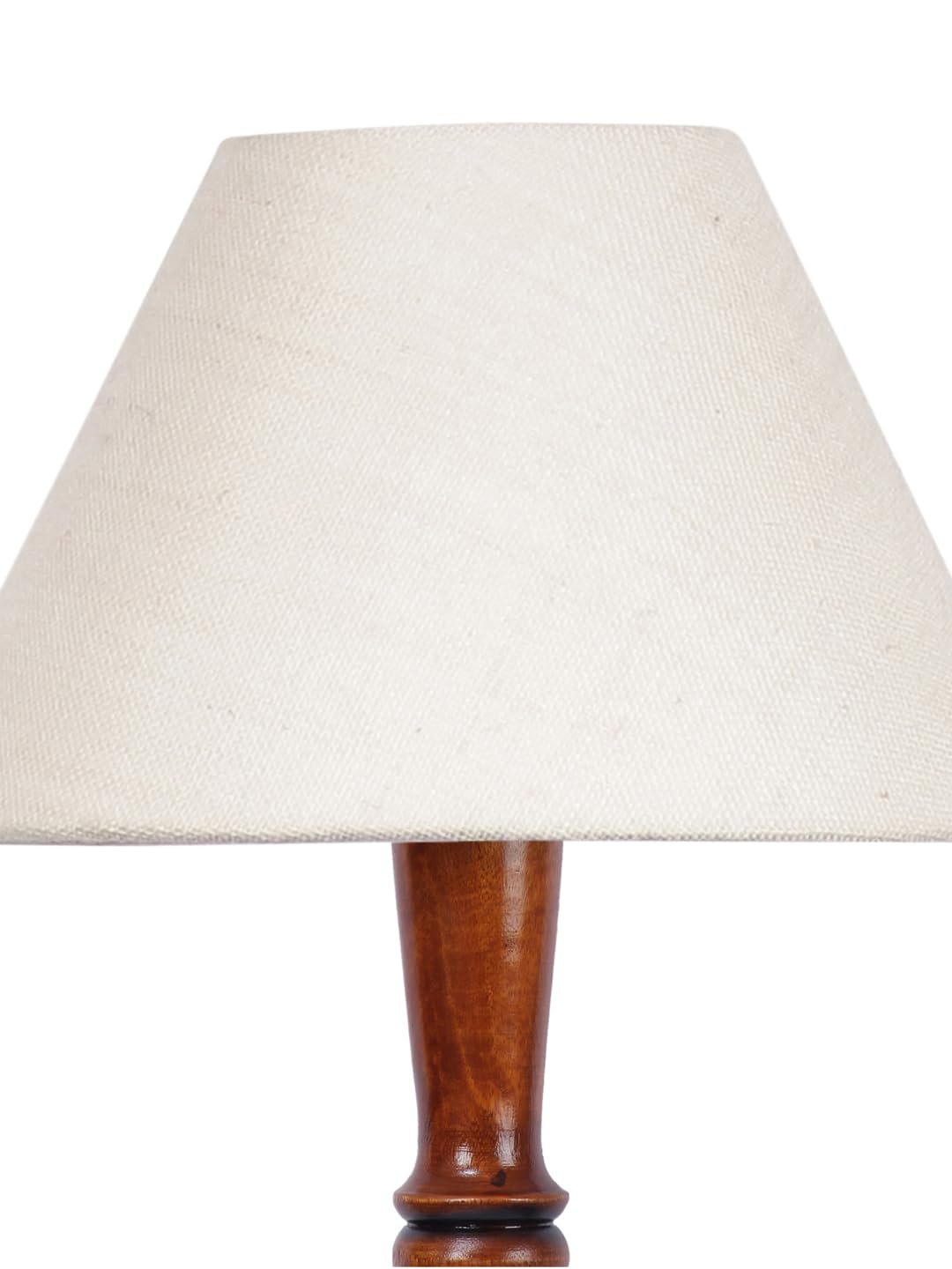White Jute Conical Wooden Floor lamp -62