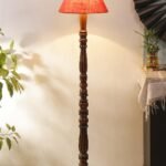 Pink Jute Conical Wooden Floor lamp -63