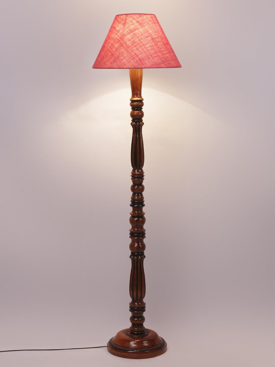 Pink Jute Conical Wooden Floor lamp -63