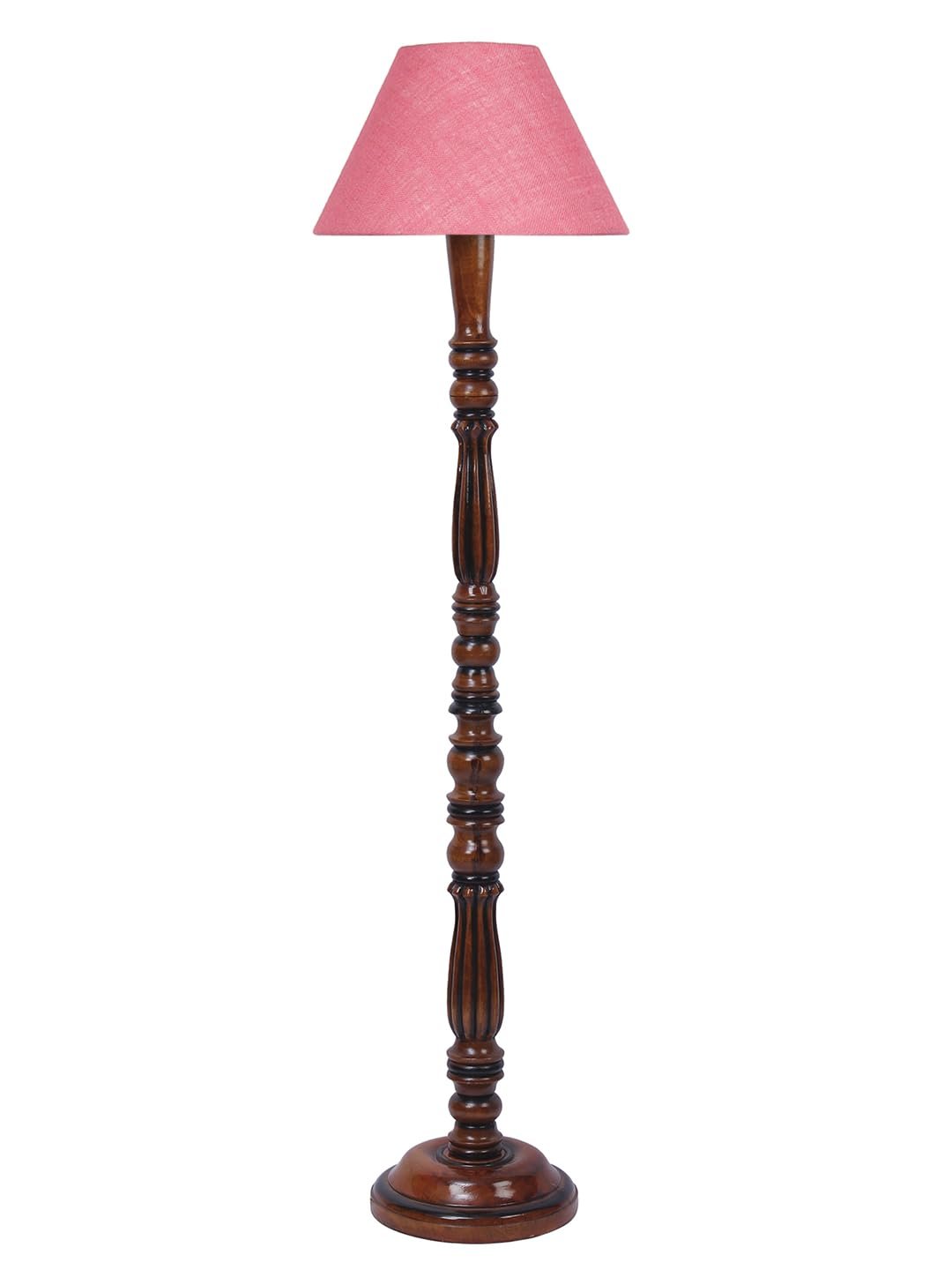 Pink Jute Conical Wooden Floor lamp -63
