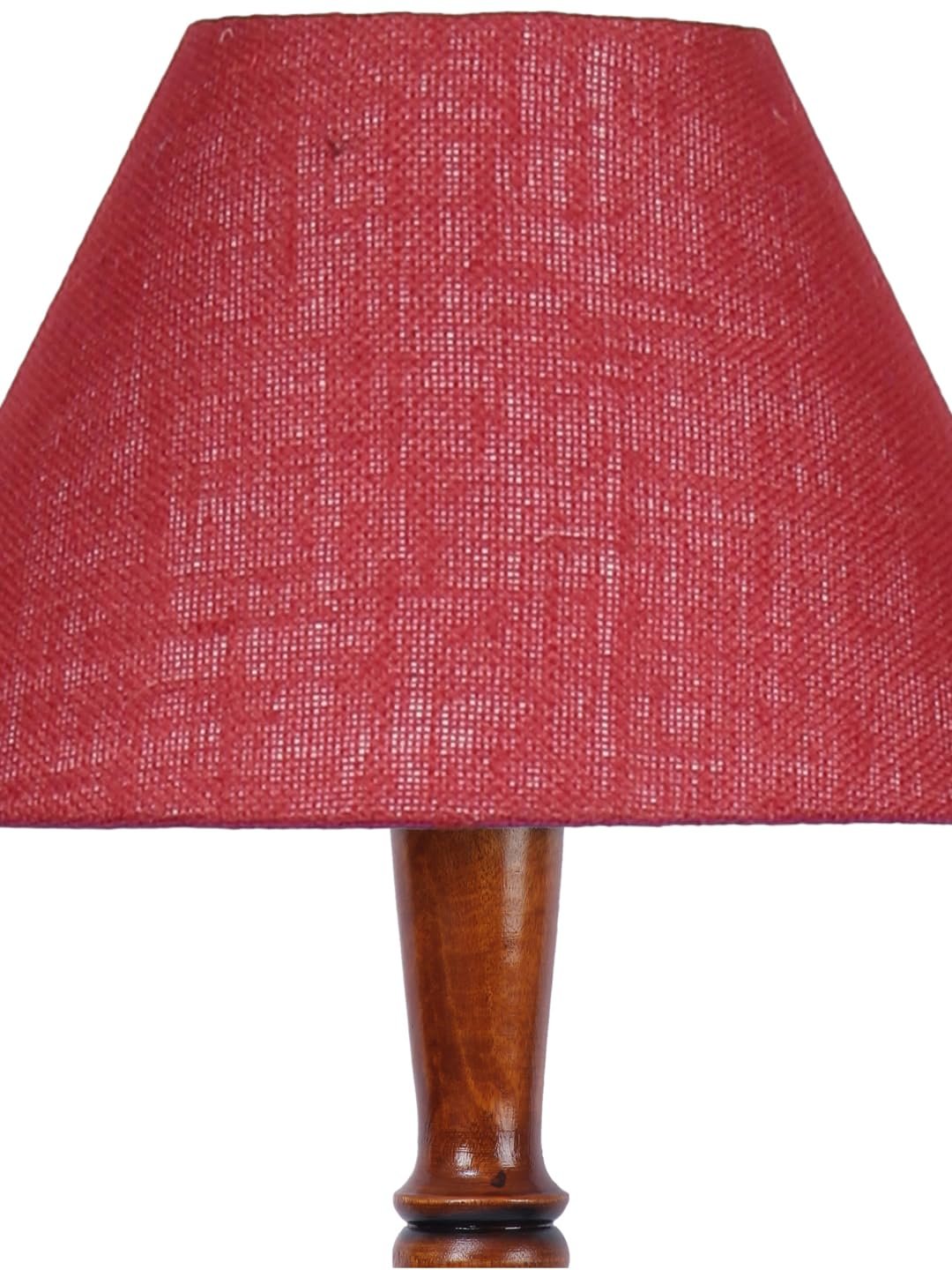 Maroon Jute Conical Wooden Floor lamp -64