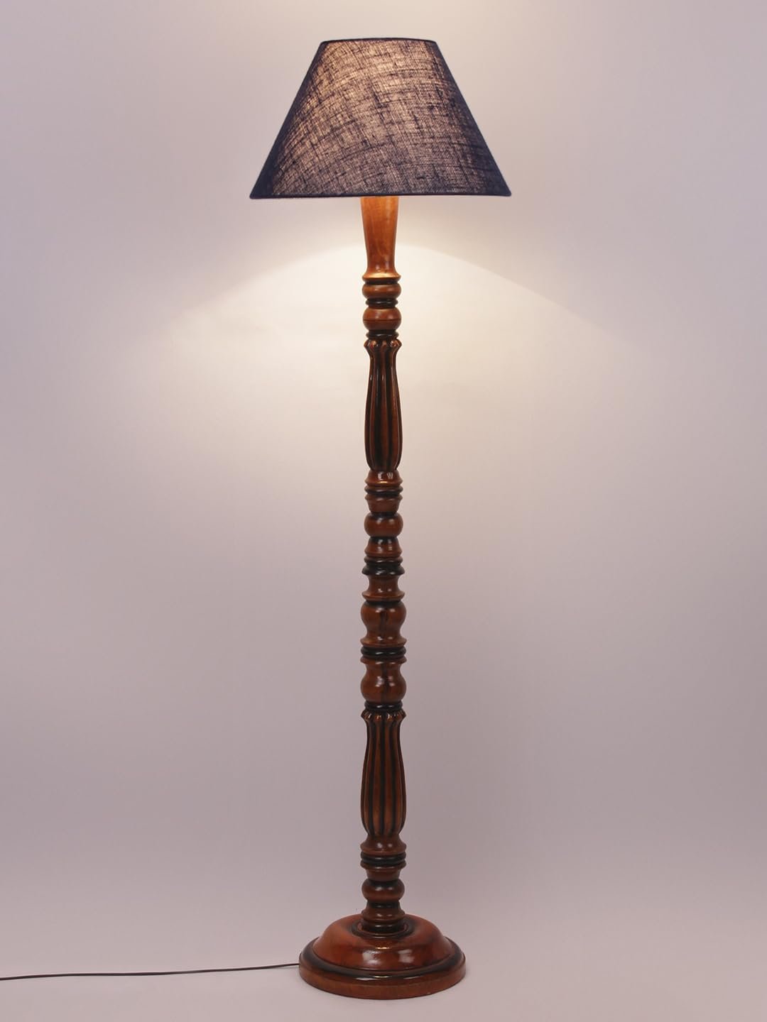 Blue Jute Conical Wooden Floor lamp -65