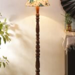 Multicolor Cotton Conical Wooden Floor lamp -66
