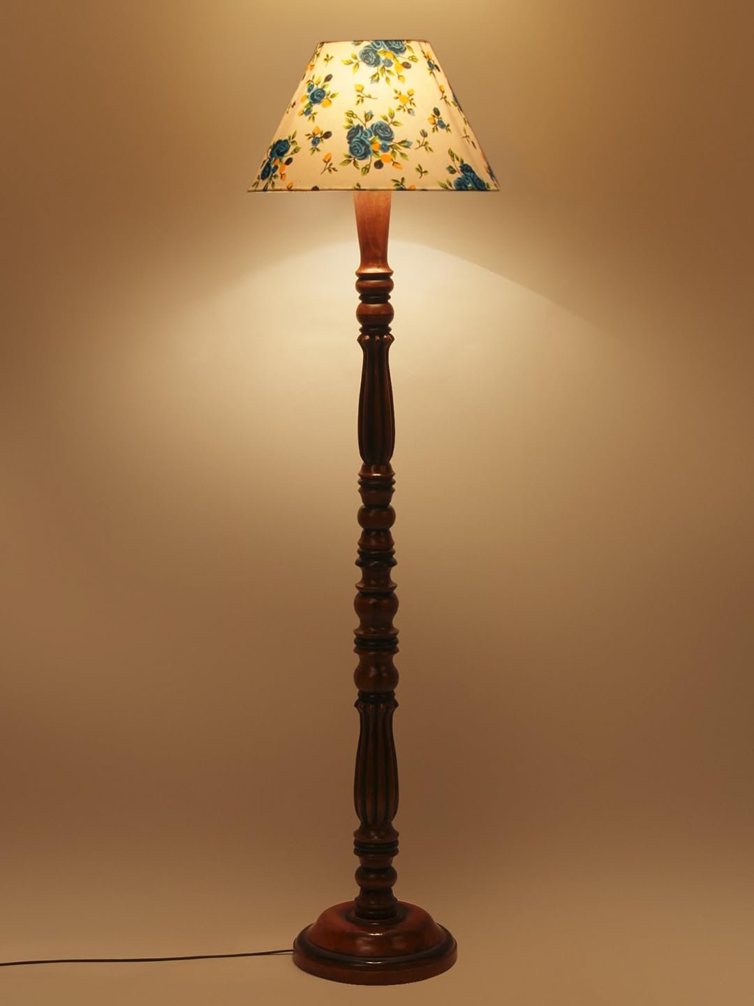 Multicolor Cotton Conical Wooden Floor lamp -66