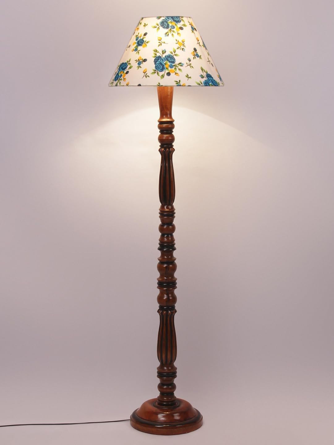 Multicolor Cotton Conical Wooden Floor lamp -66