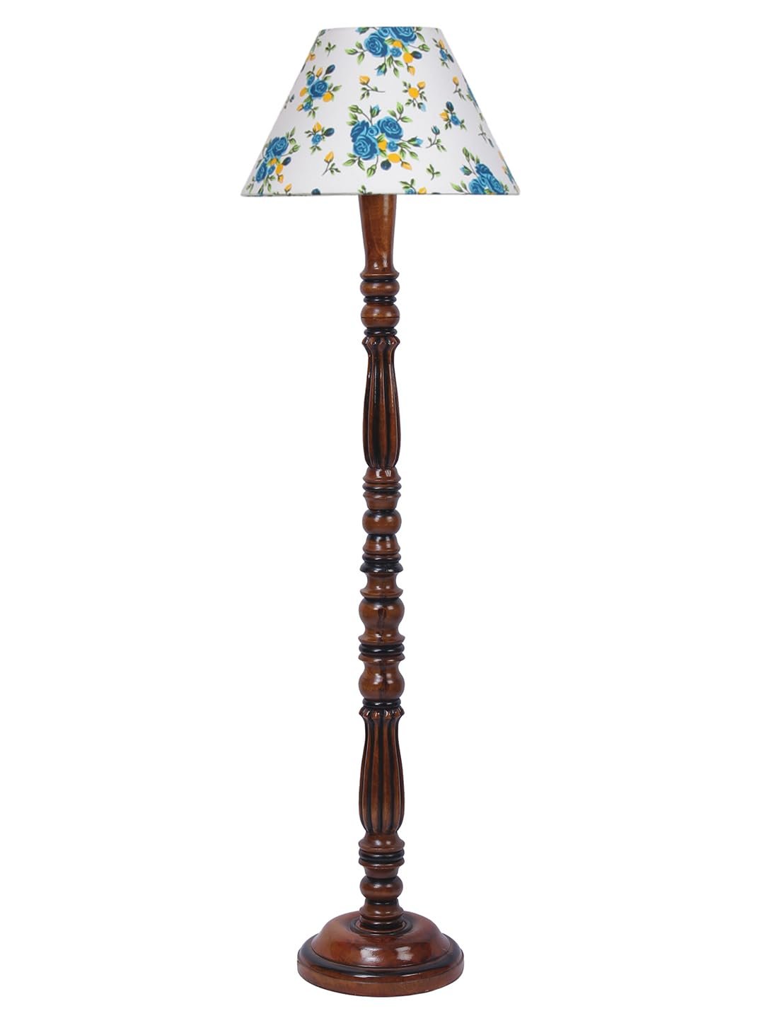 Multicolor Cotton Conical Wooden Floor lamp -66