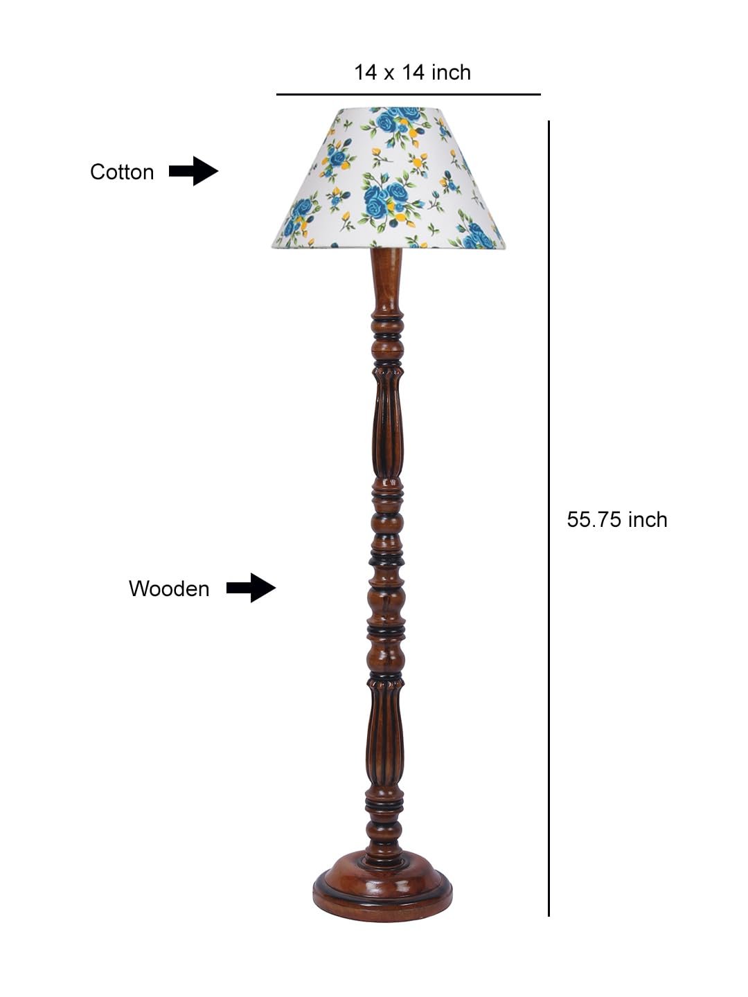 Multicolor Cotton Conical Wooden Floor lamp -66