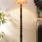 Multicolor Cotton Conical Wooden Floor lamp -67
