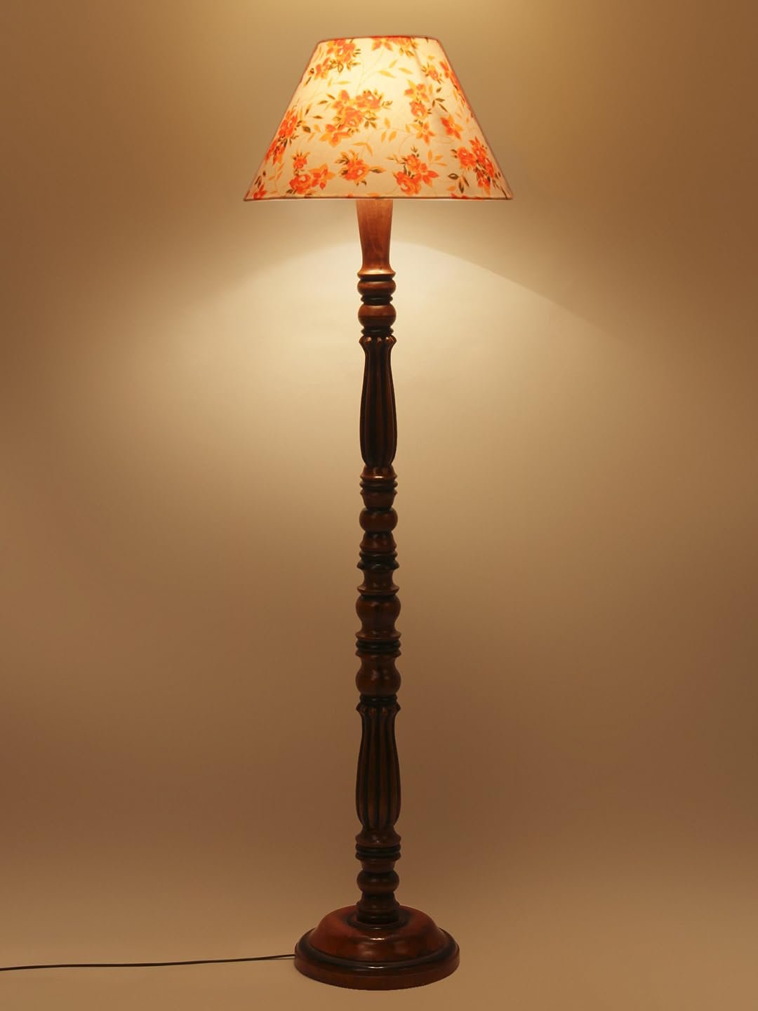 Multicolor Cotton Conical Wooden Floor lamp -67
