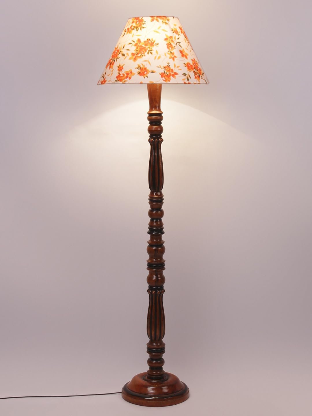 Multicolor Cotton Conical Wooden Floor lamp -67