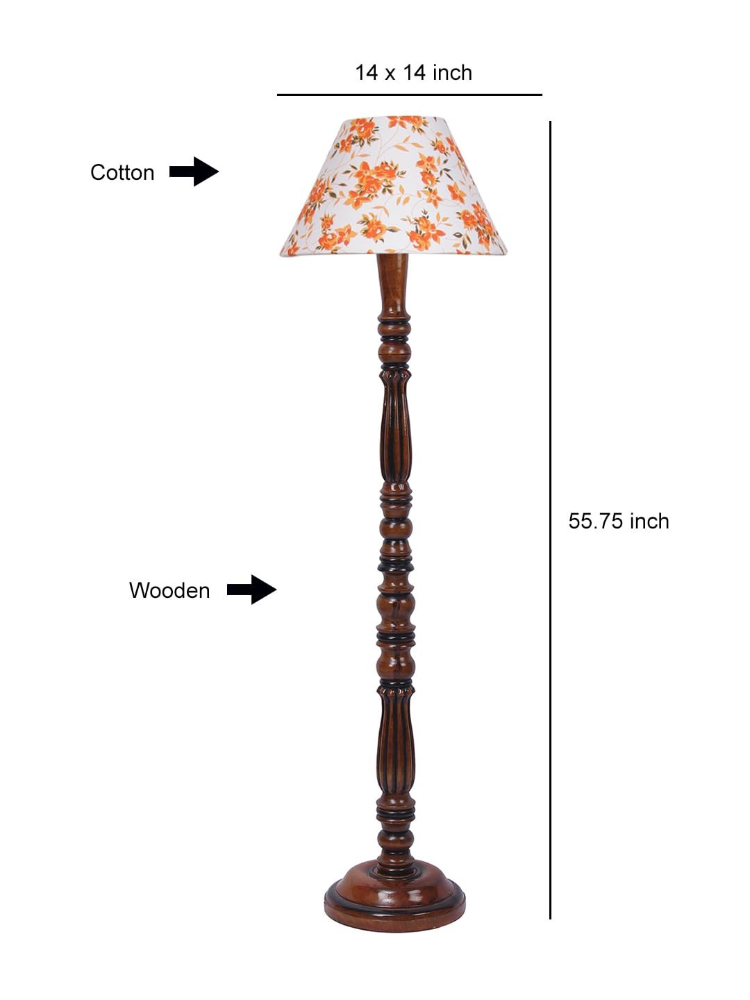 Multicolor Cotton Conical Wooden Floor lamp -67