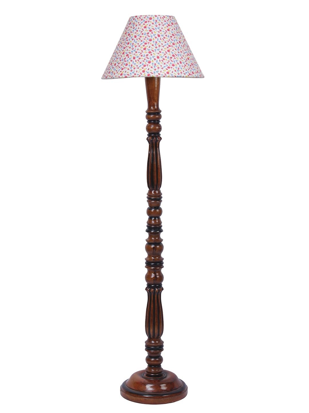 Multicolor Cotton Conical Wooden Floor lamp -68