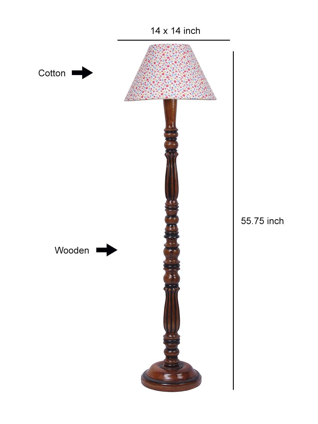 Multicolor Cotton Conical Wooden Floor lamp -68