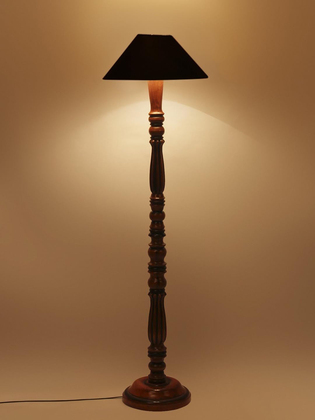 Black Coolie Cotton Wooden Floor lamp -72